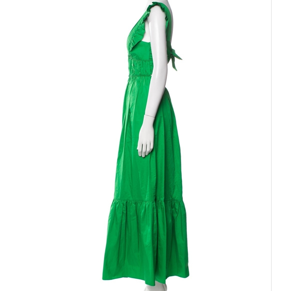 SELF-PORTRAIT 100% Cotton Short Sleeve Cut Out Back Tie Midi Dress - Picture 5 of 12